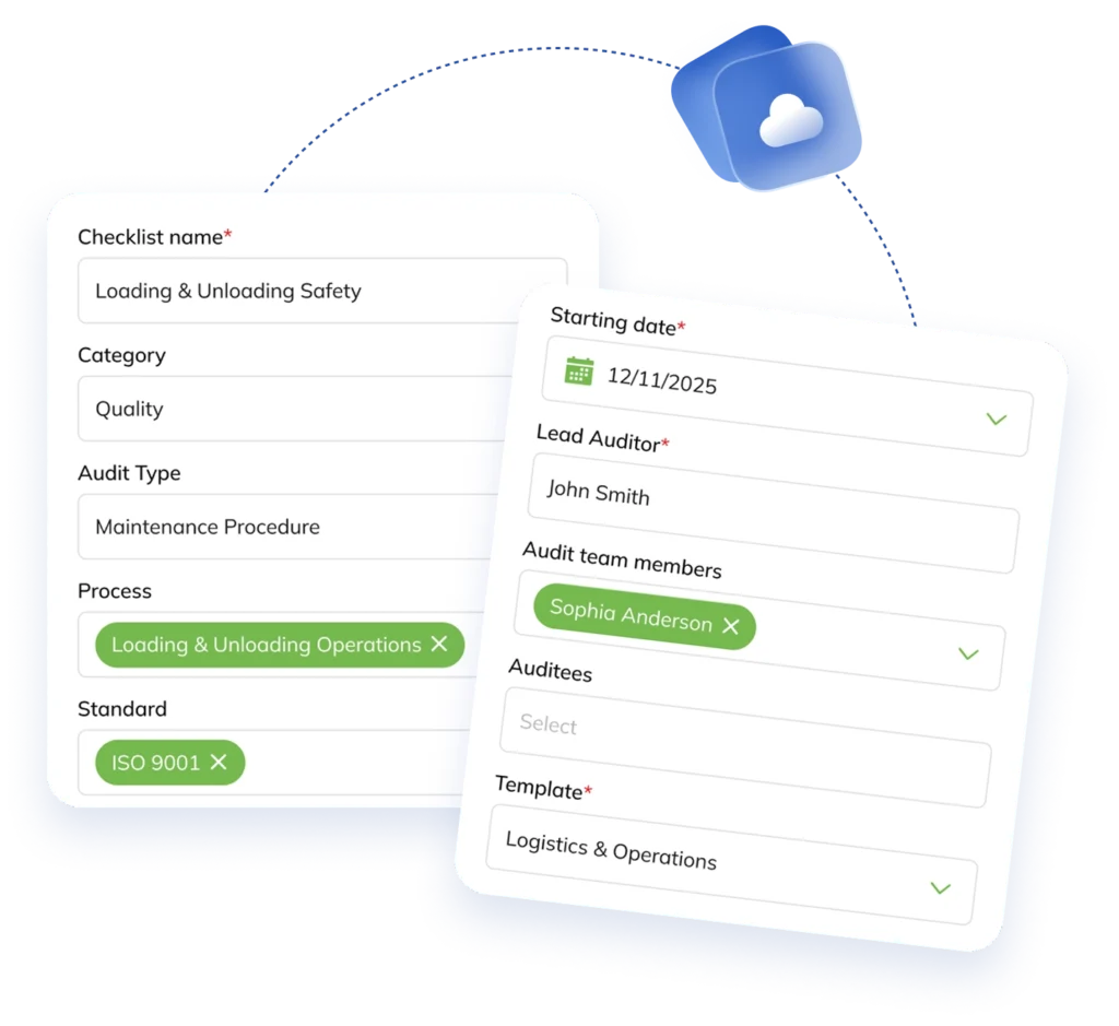 Self SHEQer checklist module with cross-platform access, auditor signatures, and geo-location tagging for safety process automation